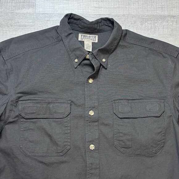 Duluth Trading Co Mens Flex Fire Hose Heavy Canvas Shirt Work Wear Gray Size XL - Picture 5 of 8